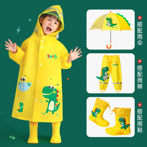 Three-dimensional dinosaur children's rain boots Kindergarten waterproof and non-slip children's and boys' cartoon rain boots with mouth in the tube