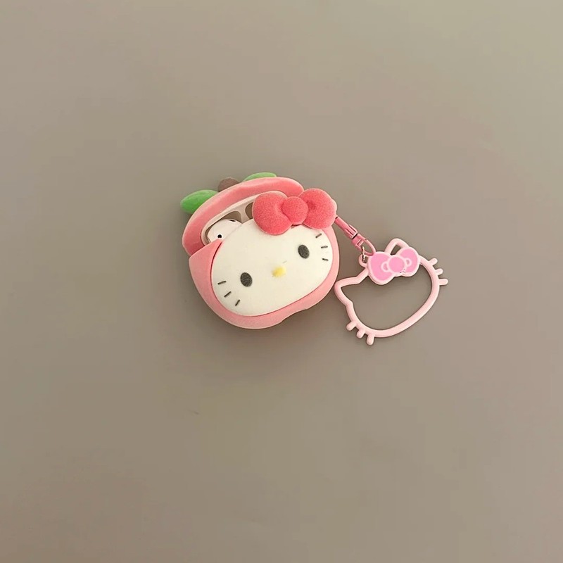 植绒水蜜桃kt猫AirPods pro3苹果蓝牙耳机壳2/4代卡通保护套适用|undefined
