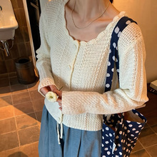 韩系精致钩花毛衣外套女2026新款秋季设计感百搭针织开衫上衣1563