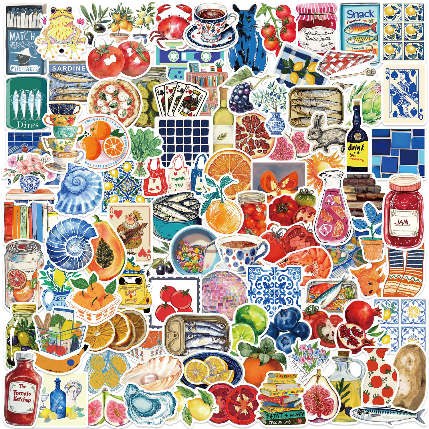 48g Weight Stickers Stationery Type 1 Set Quantity School, Graduation Occasion PVC self-adhesive Material Cartoon, Fruit Pattern Cute Style 1 Set Cartoon Fruit School Graduation PVC Self-adhesive Cute Stickers 5