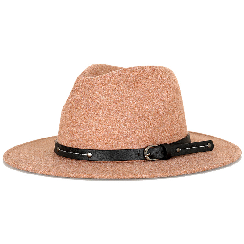 Sombrero de otoño e invierno Británico de dos tonos de lana de color mezclado europeo y americano sombrero de caballero en forma de campana de ala ancha unisex de lana de imitación sombrero de fieltro