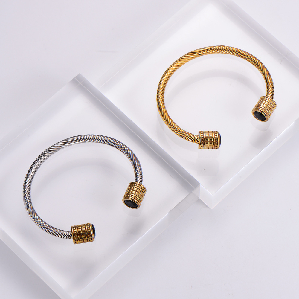 Simple Style C Shape Titanium Steel Bangle Plating Stainless Steel Bracelets