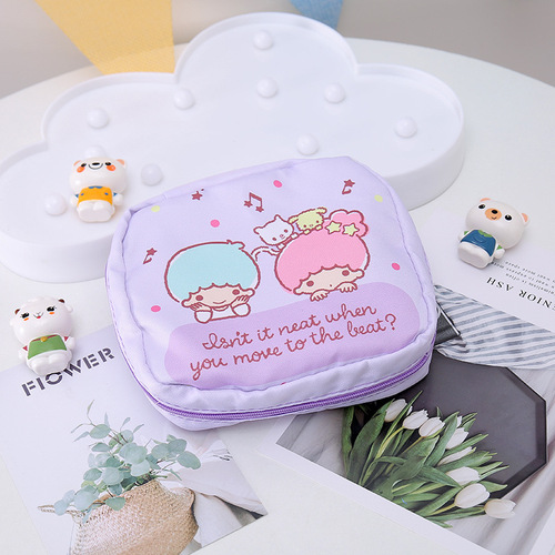 Cartoon Jenga series sanitary napkin storage bag cute girl portable cosmetics small items storage bag