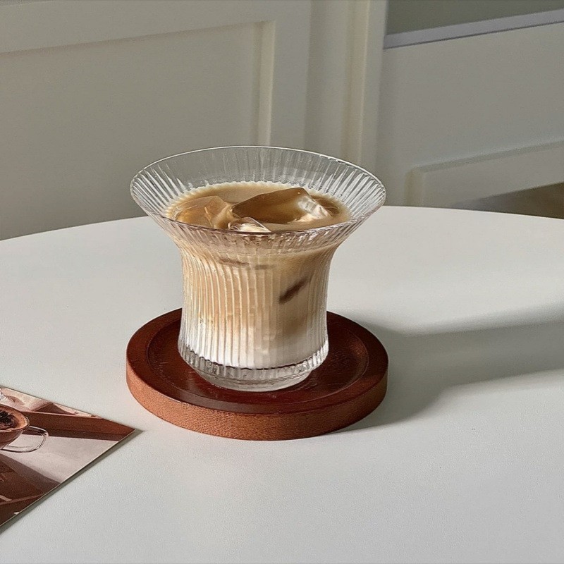 Taza de café americana transparente y delgada, taza de agua de vidrio invertido, taza de café latte, taza de jugo de alto valor de cara