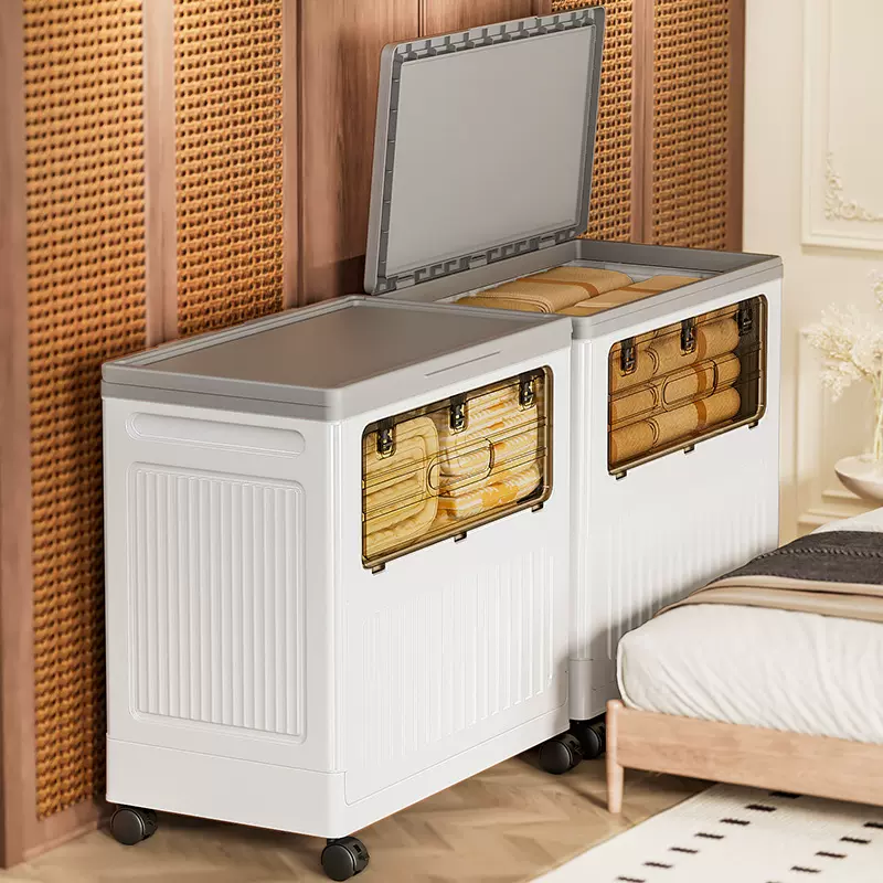 可折叠家用收纳箱衣服被子存储箱零食玩具整理箱翻盖带轮储物箱