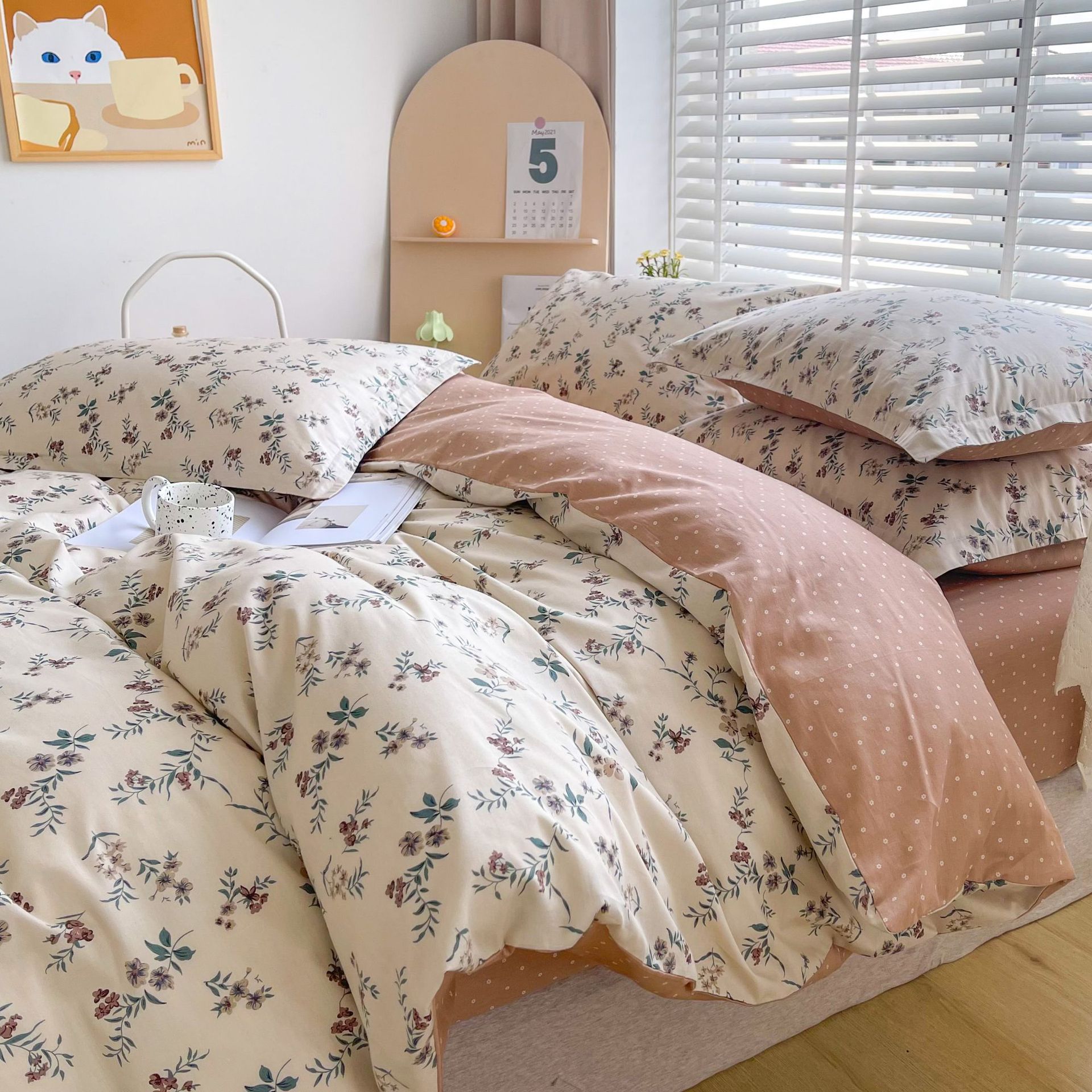 Fresh and Simple All-Cotton Four-Piece Set, Pure Cotton Three-Piece Dormitory Student Bed 100% Cotton Quilt Cover Bedding Wholesale