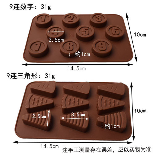 Round Number Silicone Chocolate Candy Cookie Decoration Cake Baking Mold Silicone Ice Tray Mold High Temperature Resistant
