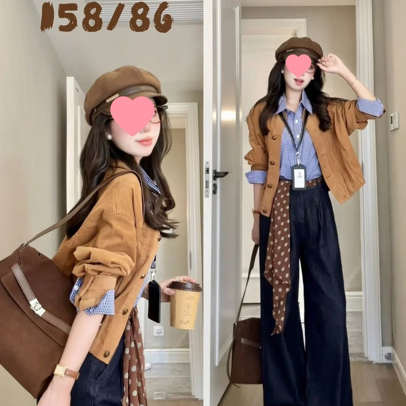 纯欲风辣妹套装女2025早秋新款韩系气质长袖外套衬衫阔腿裤三件套|undefined
