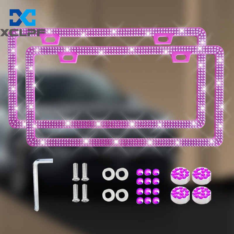 American, Canadian and Mexican Universal Diamond License Plate Frames, Three Styles of Plastic Acrylic Diamond License Plate Frames