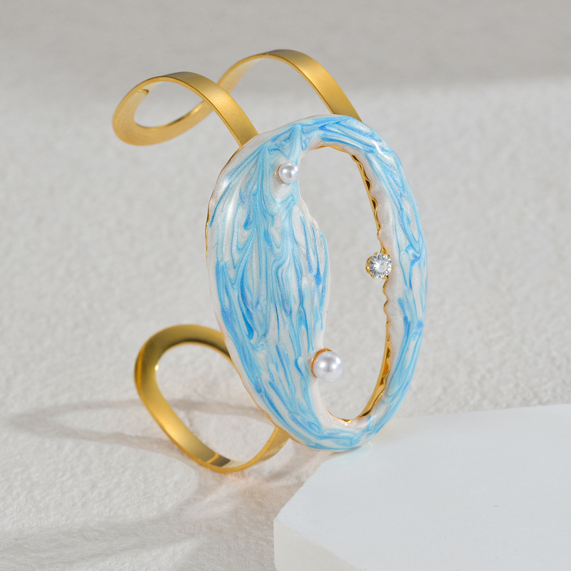 27g Weight PVD Coated Gold Plating Process 18K Real Gold Plated Plating Material Stone-Free Inlay Material Bangle Classification 1 Piece Quantity Casual, Holiday, Street Occasion 304 Stainless Steel Material Scallop, Conch Pattern Women's Gender Retro, Marine Style Style Waterproof Non Tarnish, Plating Craft PVD Coated Real Gold Plated Scallop Conch 304 Stainless Steel Retro Marine Style Waterproof Non Tarnish 304 Stainless Steel Bangle 11