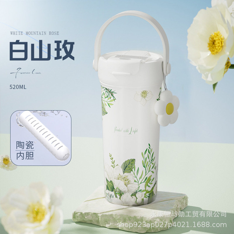 新款保温杯304不锈钢咖啡杯高颜值便携吸管水杯大容量果茶杯定制|undefined