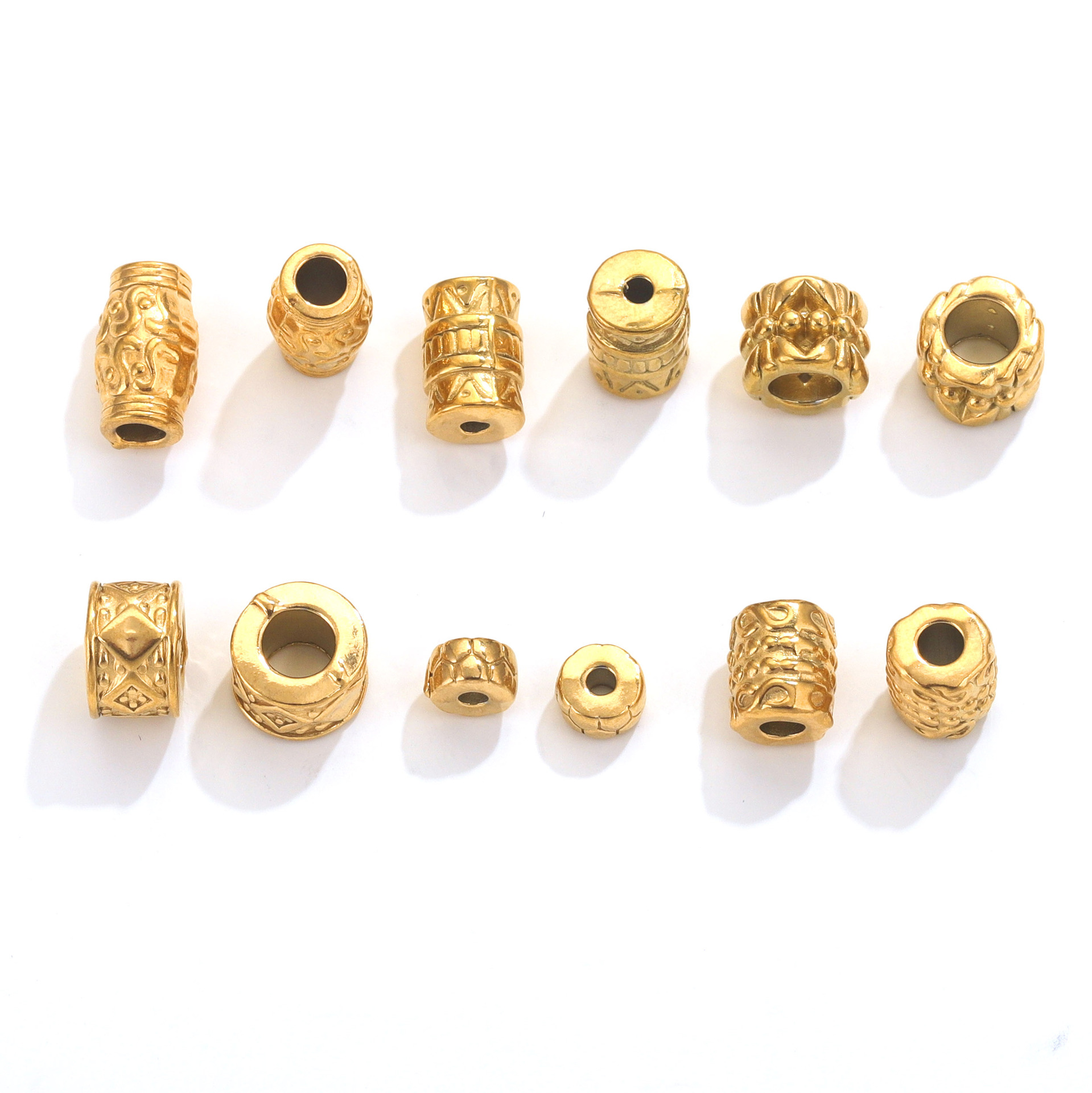 10 PCS/Package 304 Stainless Steel Gold Plated Solid Color Beads display picture 4