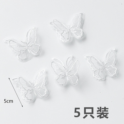 10 mariposas blancas de tela de doble capa