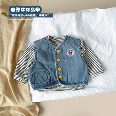 ins children's clothing internet celebrity boys and girls style vest for spring and autumn outing baby casual versatile denim vest jacket