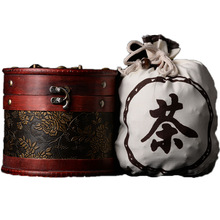勐海02年陳年老茶頭古樹熟茶普洱茶禮盒裝皮桶包裝500g散茶