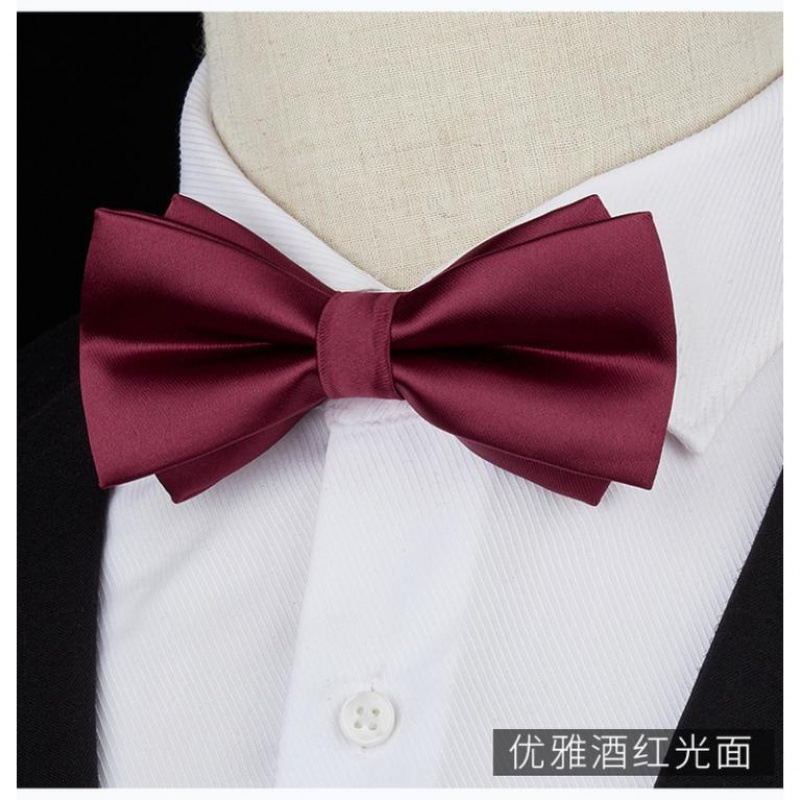 우아한 버건디 글로시 보타이♢