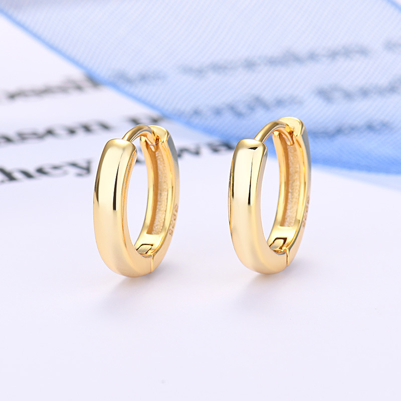 Fashionable 925 Silver Needle Minimalist Round Hoop Earrings