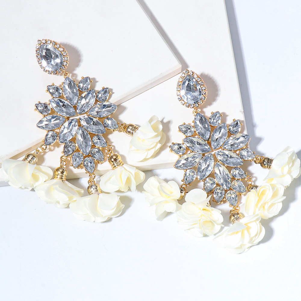 new bohemian color diamond flower earrings personalized wholesale