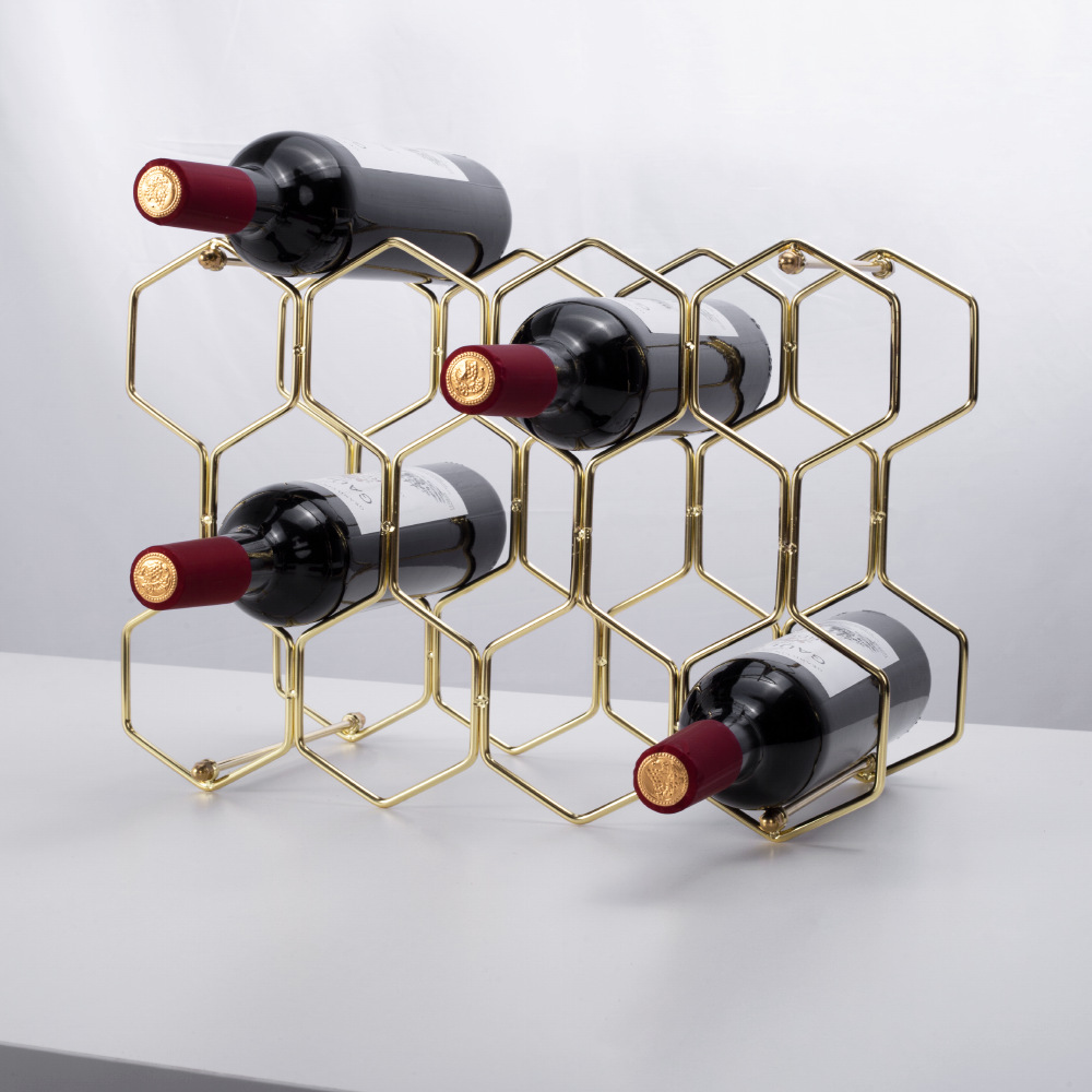 Creative Iron Honeycomb wine rack decoration decoration home living room wine cabinet wine storage rack cross-border wholesale