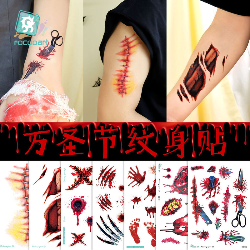 Complete Set of Halloween Scar Tattoo Stickers, Waterproof Bloody Wound Party Temporary Tattoo Stickers, Horror Tattoo Stickers Complete Set of Halloween Scar Tattoo Stickers, Waterproof Bloody Wound Party Temporary Tattoo Stickers, Horror Tattoo Stickers
