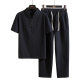 2025 Summer Thin Linen suit Men's plus size Chinese Style Loose Vintage Cotton Linen Two-piece Set