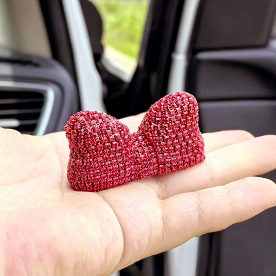 Car center console cute Car ornaments - large-diamond-bow-ornaments-red