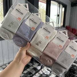 袜子女士秋冬新款中筒运动棉袜 日系透气韩版潮流学生袜地摊批发