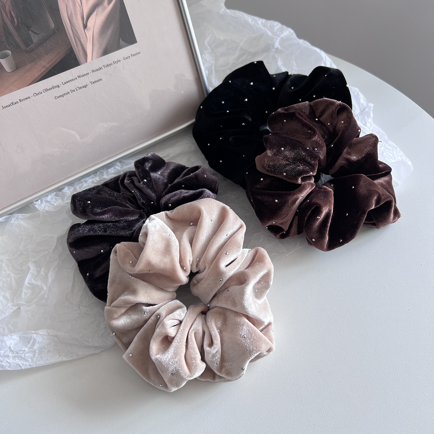Samt Haar-scrunchie Mit Strass Für Pferdeschwänze Und Hochsteckfrisuren_voghion.com