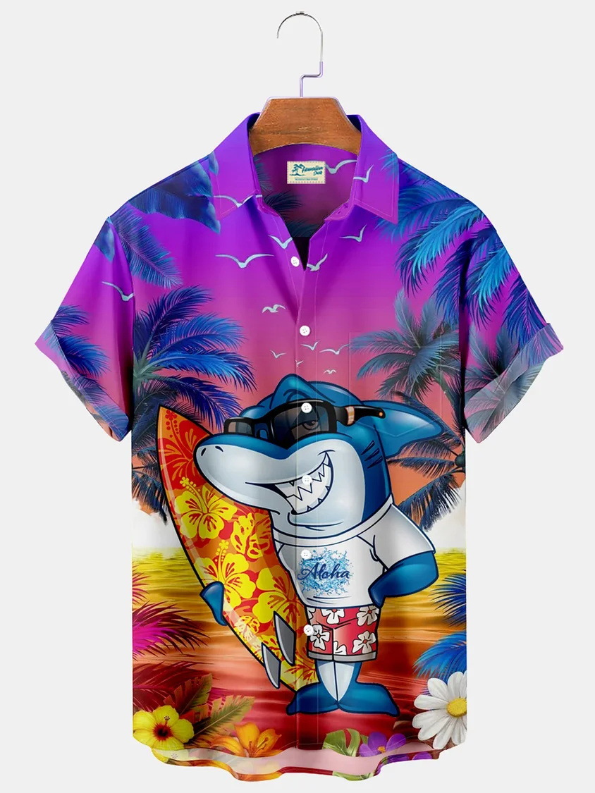 2023 nueva moda verano casual impresión 3D camisa hawaiana vacaciones para hombres junto al mar fábrica transfronteriza al por mayor