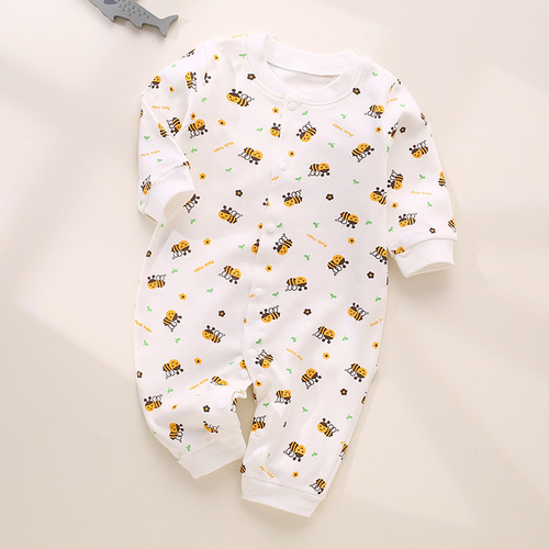 Spring and Autumn baby jumpsuits, Category A newborn clothes, pure cotton underwear jumpsuits, baby robes, pajamas, crawl clothes 3