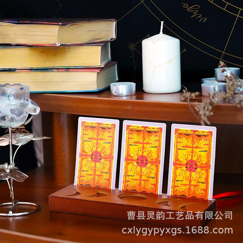 Soporte de postal de madera maciza, foto de escritorio, base de tarot de madera, base de nota de mensaje diario, base de tira de papel