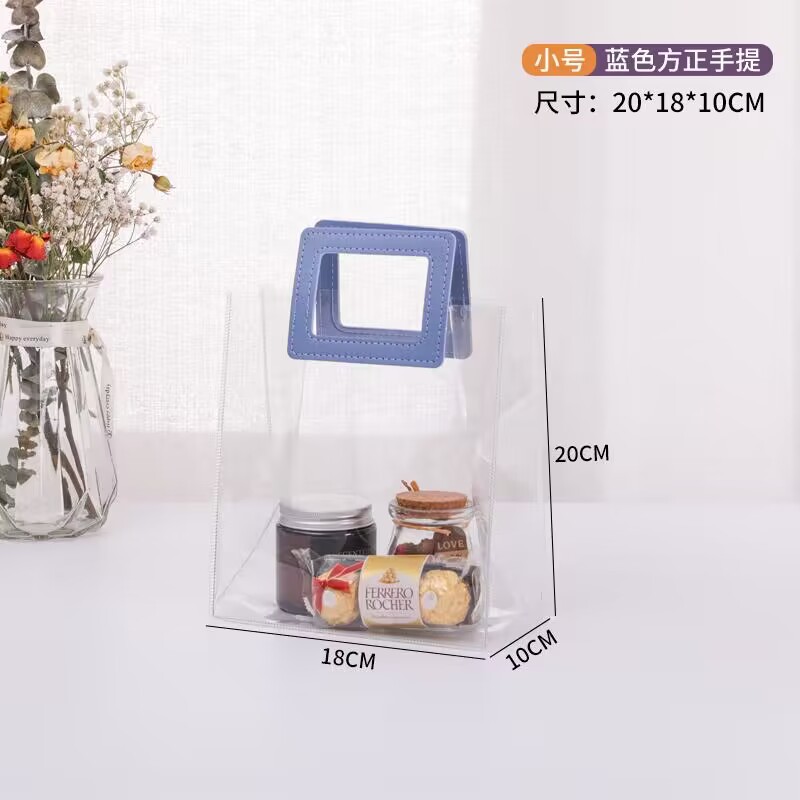 Navidad mano bolsa de regalo de la boda regreso dama de honor bebé luna llena caja de dulces de pvc transparente regalo de la mano