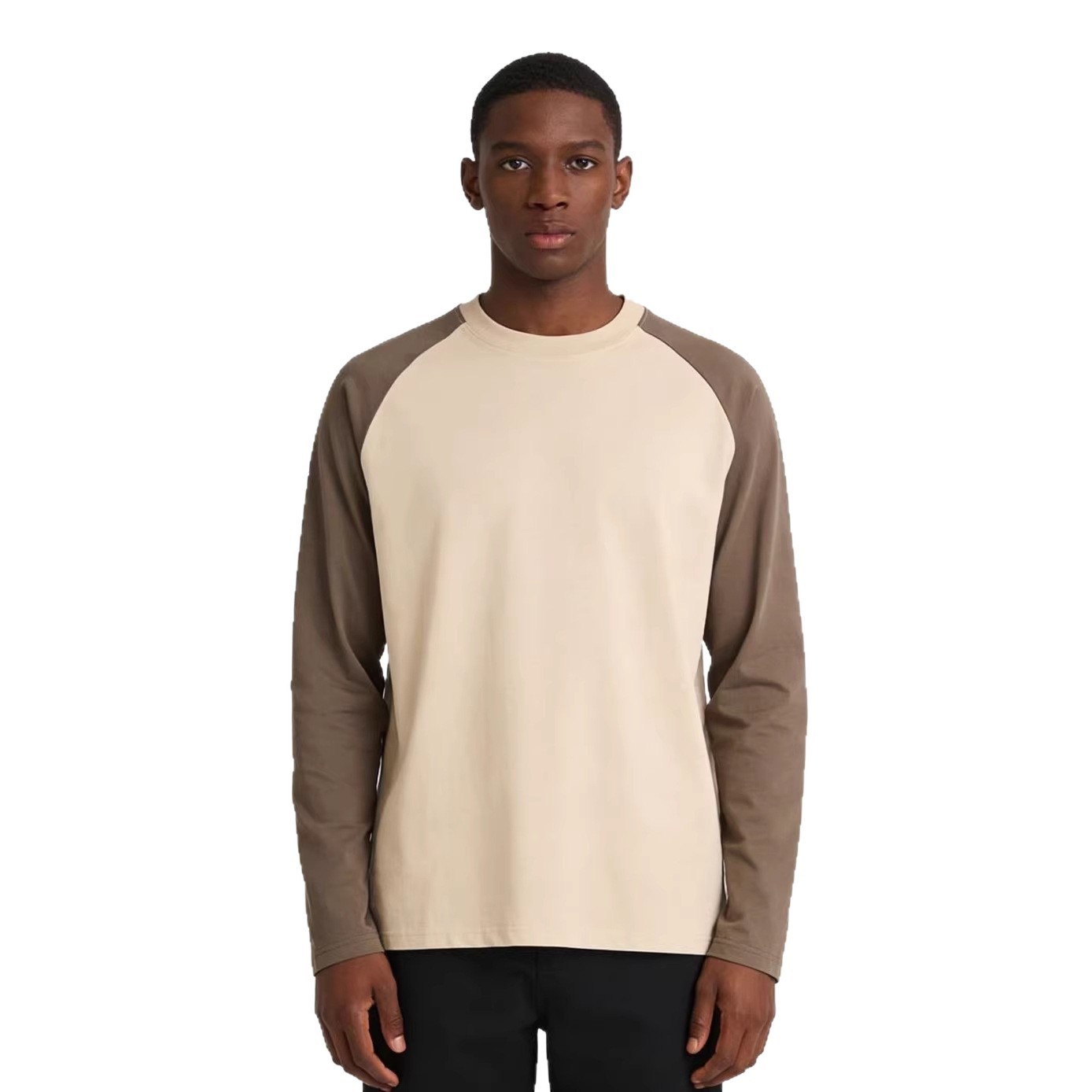 Men's Clothing Men's Color Block Raglan Sleeve Long Sleeve T-Shirt Loose Fit Casual Versatile Solid Color Trendy Couple Style Top_voghion.com