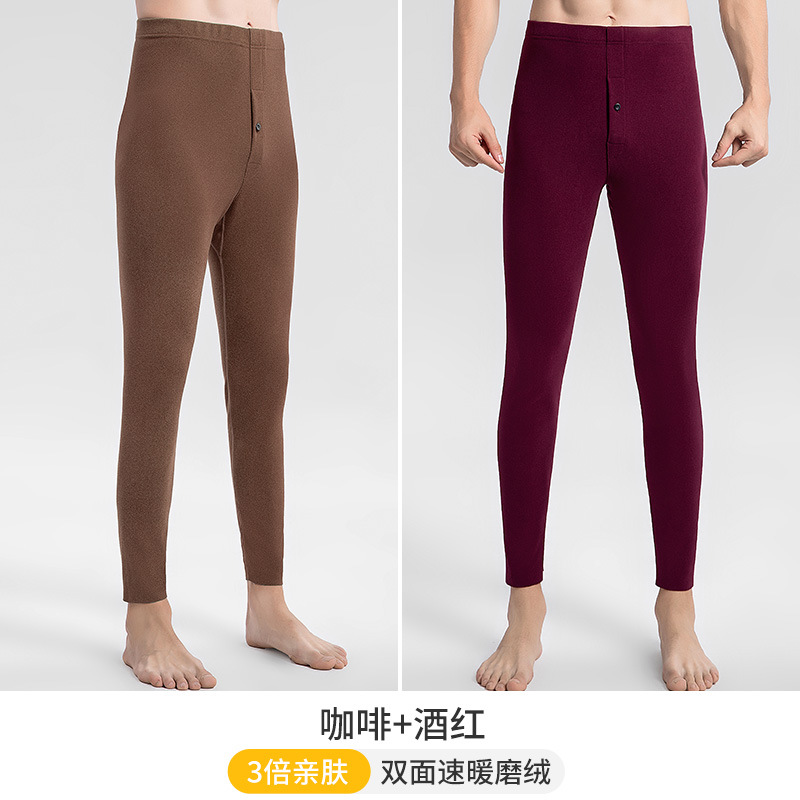 Pantalones calientes de otoño de cotton, pantalones cálidos para hombres, pantalones de algodón sin marcas de doble cara, pantalones de invierno nuevos