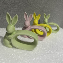 陶瓷复活节彩色兔子餐巾圈餐巾环复活节纸巾环厂家创意可定