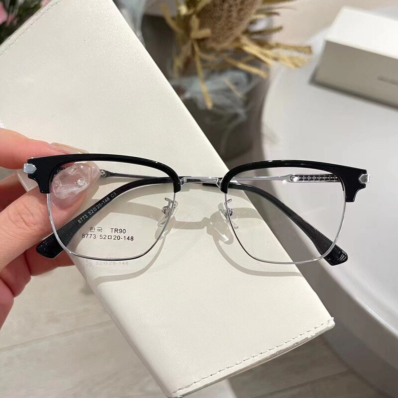 8773 Musena Eyebrow Frame Glasses for Men, Korean and Japanese Style Half-Frame Business Eyeglasses, Ultra-Light, High-End, Can Be Fitted with Prescription Lenses for Nearsightedness 8773 Musena Eyebrow Frame Glasses for Men, Korean and Japanese Style Half-Frame Business Eyeglasses, Ultra-Light, High-End, Can Be Fitted with Prescription Lenses for Nearsightedness