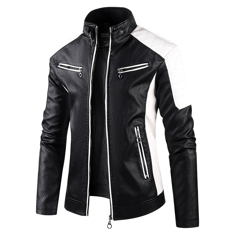 Wish cross-border spot comercio exterior primavera y otoño locomotora ocio chaqueta de cuero de cuello masculino chaqueta de cuero caliente retro