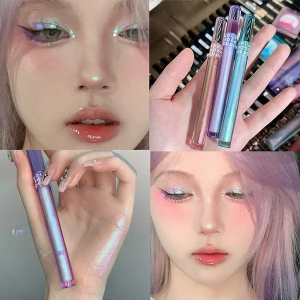 Ouoii Liquid Fine Glitter Chameleon Eye Shadow Sequin Glitter Pearlescent Beauty Cosmetics Lying Silkworm Liquid Eye Shadow