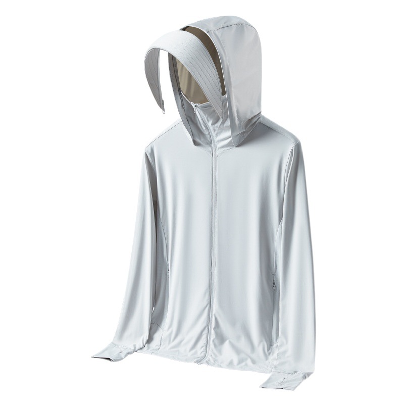 Women's Removable Black Glue Big Hat Original Yarn Ice Silk Cool Anti-UV Long Sleeve Riding Sun Protection Clothing for Men