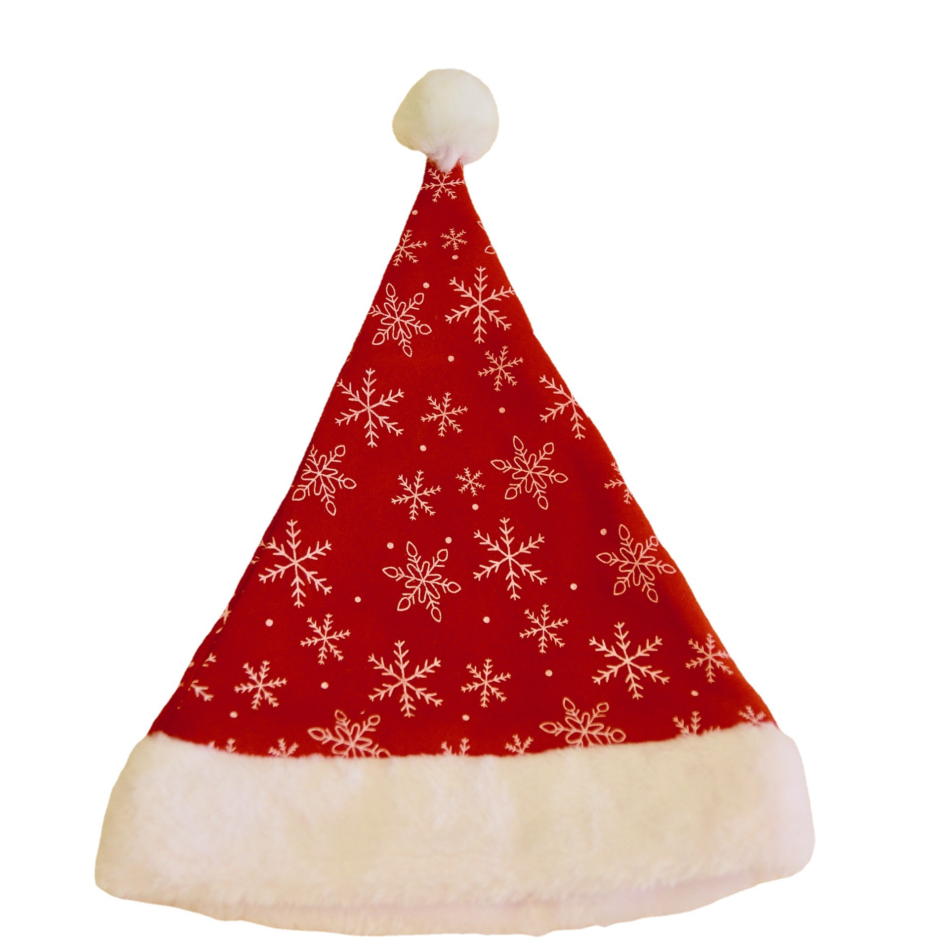 Sombrero de Navidad cepillado terciopelo impreso copo de nieve sombrero decoración de vacaciones decoración de Navidad suministros de fiesta
