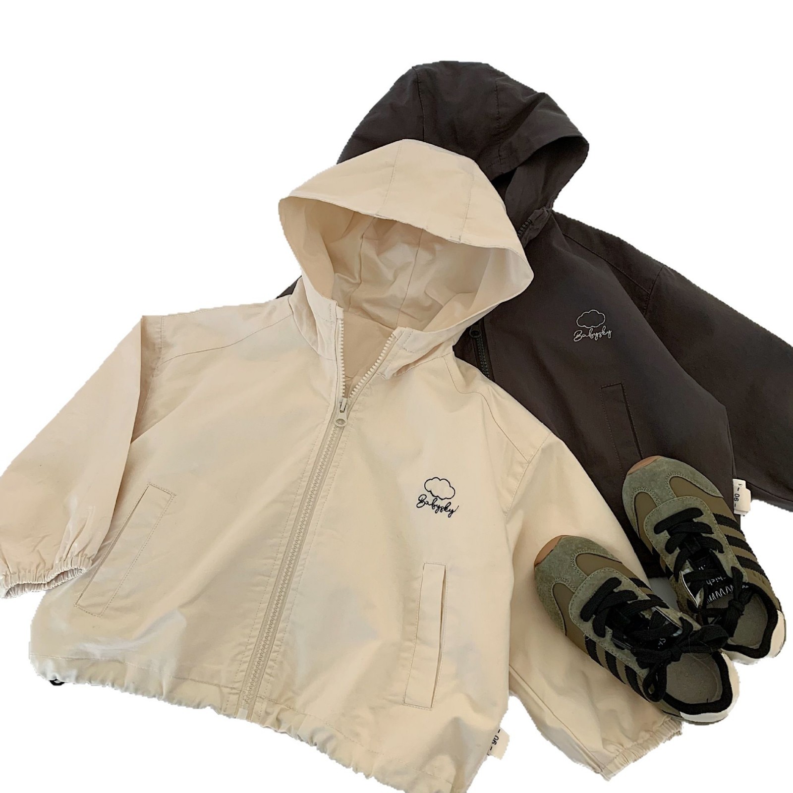 Mai Bao chaqueta infantil de otoño 2025, niñas y niños, cardigan con cremallera coreano, nuevo estilo de primavera y otoño, chaqueta con capuz, moda