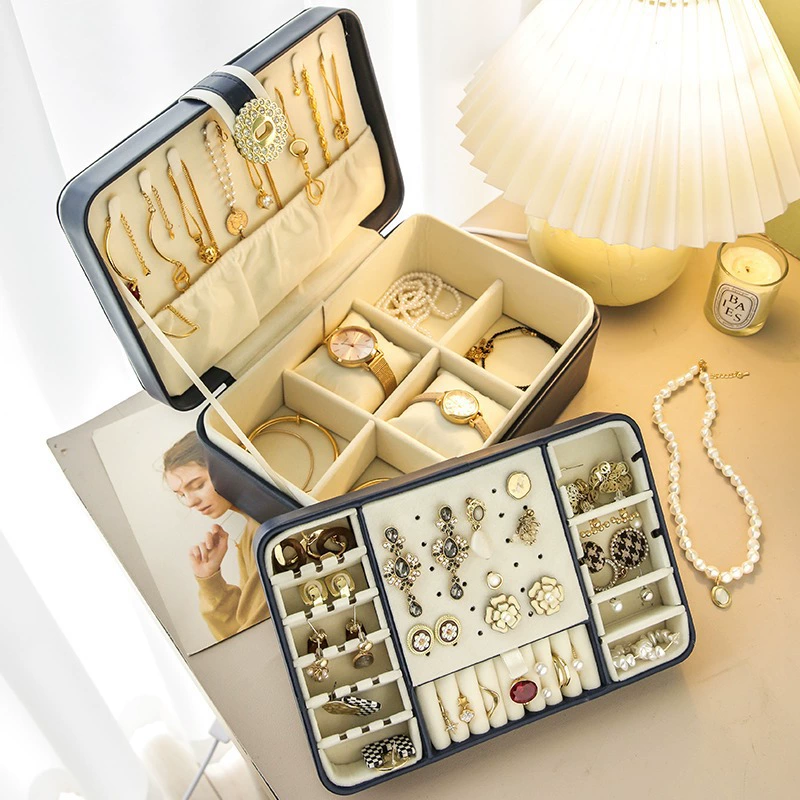 Jewelry Storage Box — High-End Multi-Compartment Organizer, Compact 9‑Cell Ring & Multi‑Slot Case