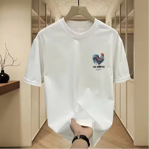 Heavyweight pure cotton short sleeve T-shirt casual trendy men's and women's summer Insta white matching round neck top trendy versatile men's half sleeve