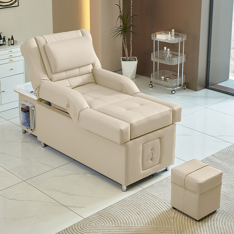 Cama de terapia de cabeza masaje pedoterapia baño de pies cama eléctrica de elevación de espalda belleza fumigante cuidado del cabello tratamiento de cabello cama de lavado de cabeza