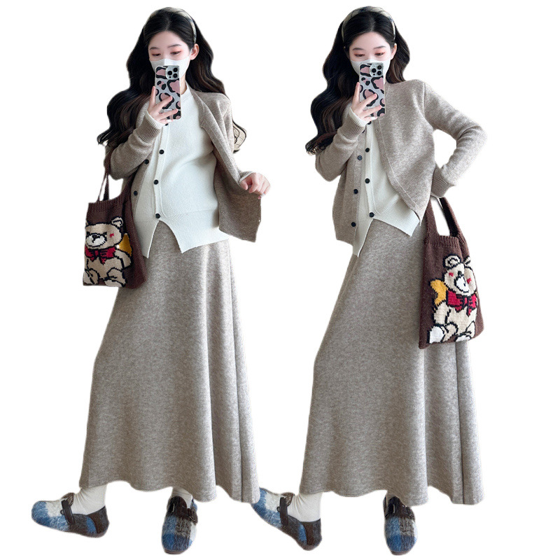 임산부 원피스 봄 가을 겨울 아우터웨어 스웨터 상의 니트 스커트 투피스 스커트 겨울 의류 여성