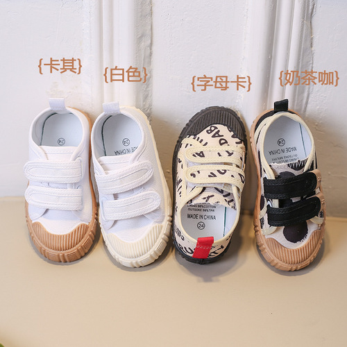Korean version Instagram white canvas children's shoes kids' canvas shoes for girls and boys spring and autumn children's cloth shoes kindergarten indoor shoes soft soles