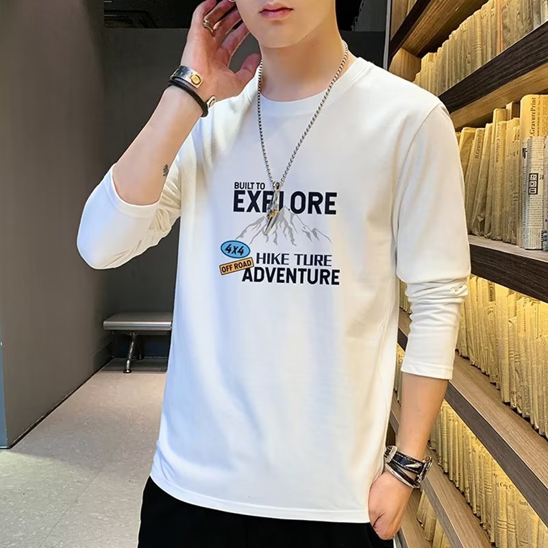 Camiseta de manga larga para hombre 2023 Otoño Nuevo estilo coreano ins camiseta suelta marca de moda casual Camisa de fondo entrega superior