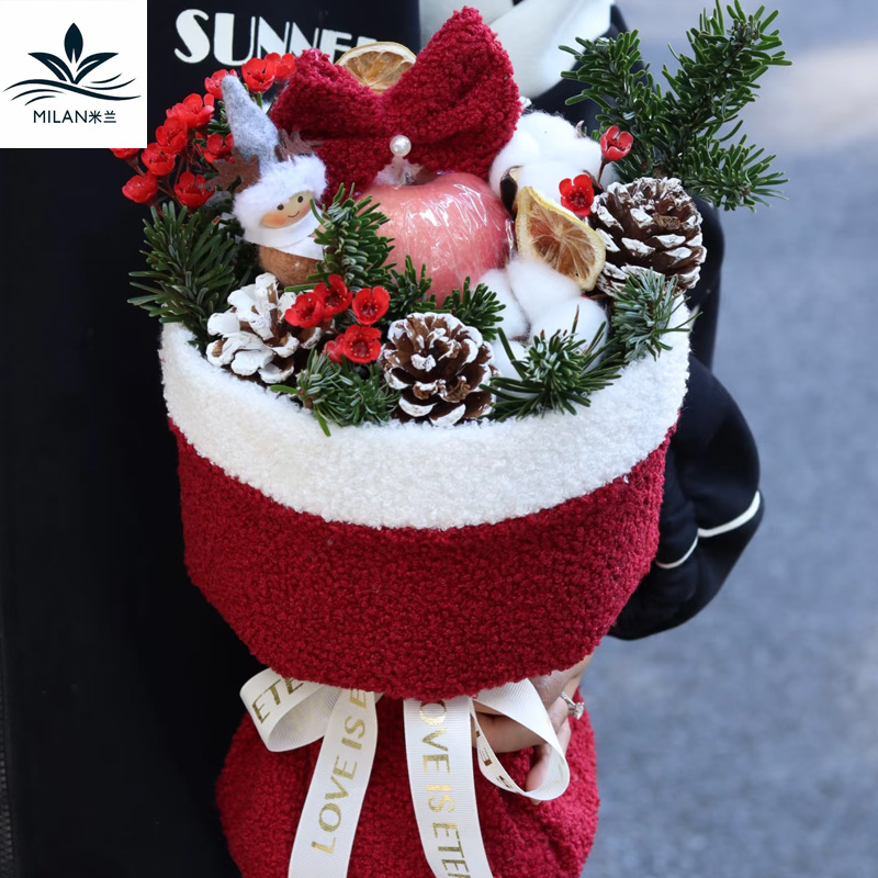 Flor de pino natural flores perpetuas de algodón flores secas árbol de navidad decoración accesorios ramo de navidad hechos a mano DIY material paquete