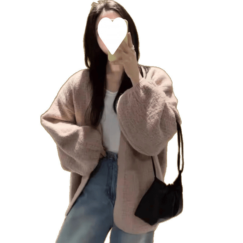 Corteza artesanía de punto Cardigan mujeres primavera y otoño nuevo estilo coreano burbuja manga suéter de aire perezoso abrigo suelto