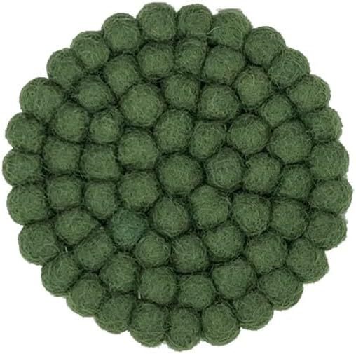 供应彩色羊毛球杯垫 圆形戳戳热茶垫 手工制作 各种形状